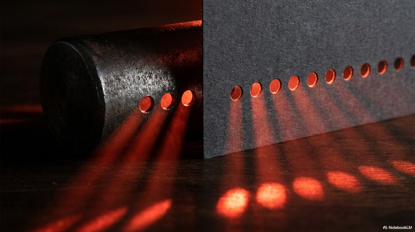 A cylinder projecting rows of red data points, representing document retrieval and indexing in a RAG pipeline.